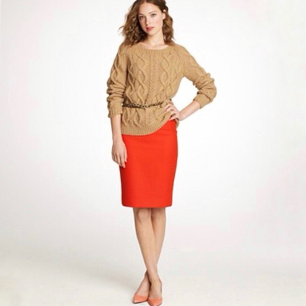 J.Crew Wool Blend Burnt Orange Pencil Skirt Size 4